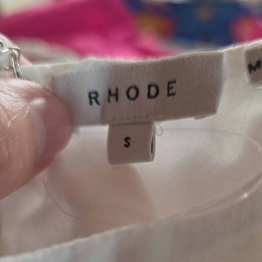 NEW $428 RHODE ELLA FLOWY MINI DRESS IN WHITE W/FLORAL BRAIDED BELT SIZE S - Picture 9 of 10